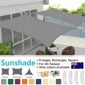 Heavy Duty Sun Shade Sail Shade Cloth 98% UV Block Triangle Square Rectangle - Picture 1 of 81