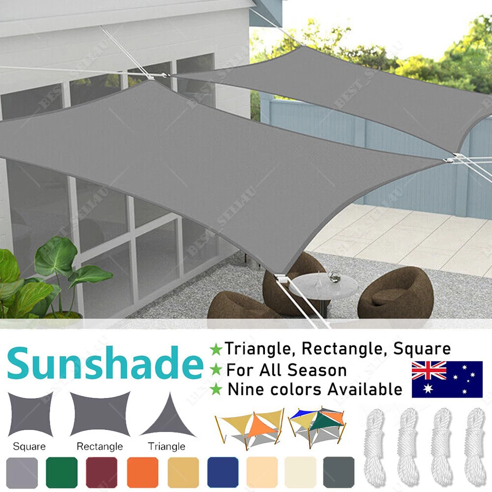 Heavy Duty Sun Shade Sail Shade Cloth 98% UV Block Triangle Square Rectangle - image 1 of 4