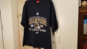 2001 St. Louis Rams NFC Champions T Shirt 2XL Size Navy Blue - Picture 1 of 4