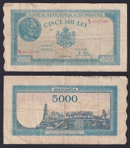 Banconota Romania 5000 lei 1945 P.-56a MB/F - Imagen 1 de 1