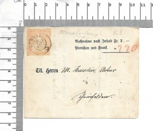 20 rappen 26 marzo 1858 contra reembolso Fr 2 Rheinfelden Basilea expedición de cartas; 62317 - Imagen 1 de 3