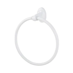 Oval Style Steel Wall Mount Towel Holder Ring Rust Resistant Versatile White New - Picture 1 of 7