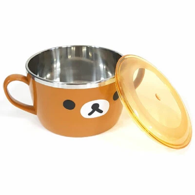 Rilakkuma Face Brown Stan Ramen Noodle Pot Cute bear Character 630ml, 21Oz