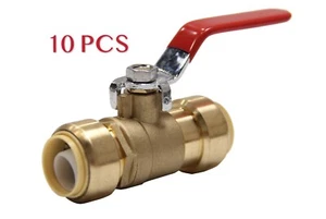 EFIELD 10 PCS 3/4" PUSH FIT BRASS BALL VALVE FULL PORT, LEAD FREE - Picture 1 of 2