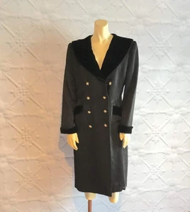 Velvet and Rhinestone Vintage 1980s Black Evening Coat MED - Picture 1 of 5