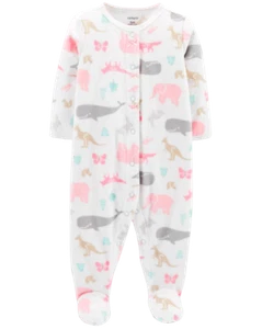 Carter's Fleece Footed Pajamas Sleep & Play Size 3 Months Assorted Animals Pink - Picture 1 of 1