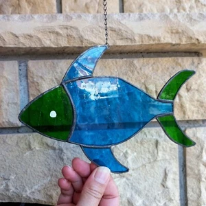 Buntglas Fisch Sonnenfänger, Fisch Ornament, Fenster Hängedeko - Bild 1 von 5