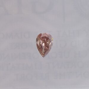 0.11 Carat Fancy Brownish Orange Pink Loose Diamond Natural Color Pear Shape GIA