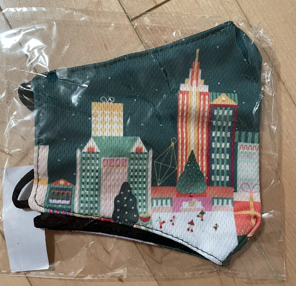 Designer New York City NYC Winter Skyline Buildings Cotton Fabric Face Mask BNIP - Image 1 of 1