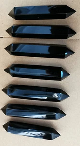 333g 7Pcs NATURAL OBSIDIAN POLISHED CRYSTAL DT WAND POINT HEALING - Picture 1 of 6