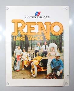 1984 United Airlines RENO LAKE TAHOE  Original Poster 28x22 A12-P15 - Picture 1 of 5