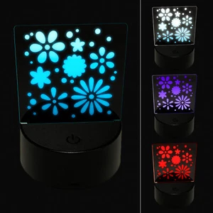 Sweet Geometric Flowers and Dots Seamless Repeating Pattern LED Night Light Sign - Picture 1 of 6