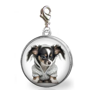 Dije Pulseras con Clip Papillon Cachorro Perro Cremallera Tirón Cartera Dije Hecho a Mano - Imagen 1 de 1