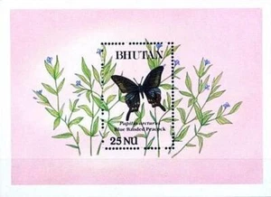 👉 BHUTAN 1990 BUTTEFLIEGEN & BLUMEN S/S #4 POSTFRISCH INSEKTEN - Bild 1 von 1