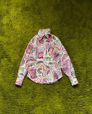 Camisa feminina Etro manga longa estampa paisley blusa com botões tamanho M - Imagem 1 de 4
