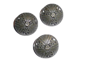 Flower & Filigree Pattern Cast Metal Shank Button Antique Brass Finish 7/8" (3) - Picture 1 of 6