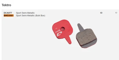 Jagwire Mountain Sport Semi-Metallic Disc Brake Pads for Tektro Io NEW !