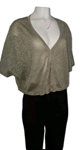 Blusa de terciopelo de Graham Spencer para mujer dorada brillante talla mediana EE. UU. NUEVA CON ETIQUETAS - Imagen 1 de 6