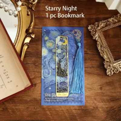 Vincent Van Gogh Bookmark Starry Night Metal with Tassel Small Gift Idea