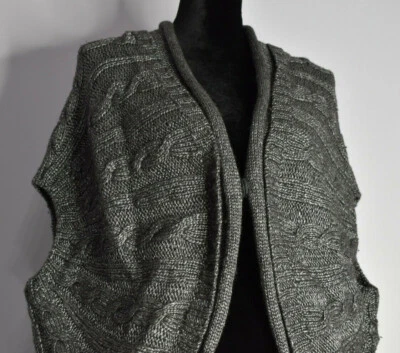 St. John Sz S Medium Knit Snap On Shrug Open Cardigan Metallic Gray Wool Bd Vest - Image 1 of 4