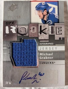 Michael Grabner 2009-10 UD SPX Rookie Auto Jersey #295/799 Autograph sp RC #158 - Picture 1 of 2