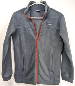 Columbia Boys Youth Fleece Full Zip Jacket Size L 14/16 Color Gray Orange Zipper - Picture 1 of 10