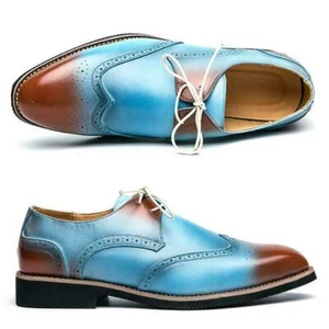 Scarpe eleganti uomo punta ala brogue intagliate formali oversize stringate moda Gran Bretagna - Foto 1 di 12