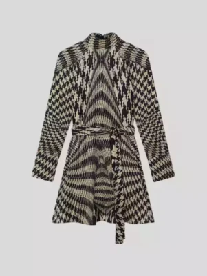 REISS Ester Placed Monochrome Black & Cream Dogtooth Print Mini Dress UK8 UK10 - Image 1 of 4