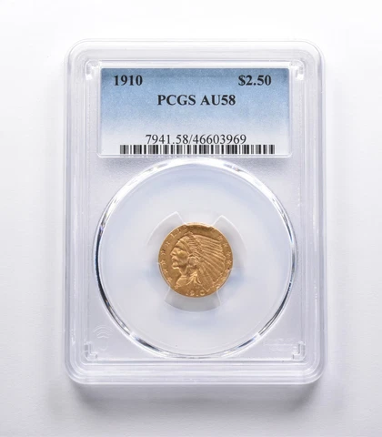 AU58 1910 $2.50 Indian Head Gold Quarter Eagle PCGS *2031 Cover