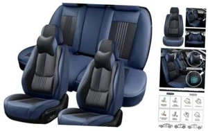 Car Seat Covers Front and Rear Seat Covers for Cars, Full Set Black&Navy - Picture 1 of 7
