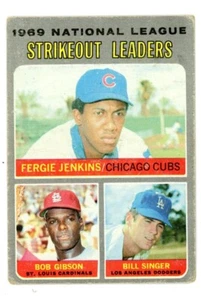 1970 Topps 1969 N.L. Strikeout Leaders - Bob Gibson Fergie Jenkins Bill Singe - Picture 1 of 2