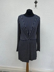 TU Size 12 Dress Stripe Nautical Jersey Long Sleeve Ruched BNWT - Picture 1 of 12