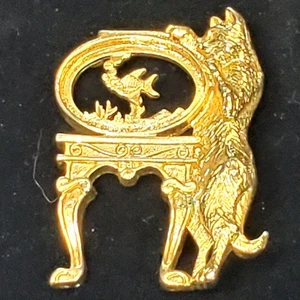 Vintage 1928 Cat And Fish Bowl Kitty Brooch Broken No Lucite or Pin 2" - Picture 1 of 3