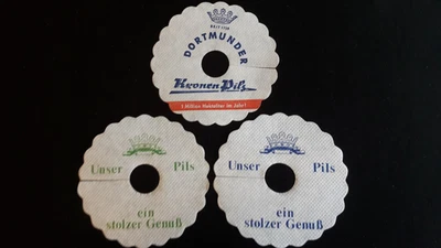 3 Pilsdeckchen Pilsrosetten Pilskragen Dortmunder Kronen Bier Brauerei - Bild 1 von 4