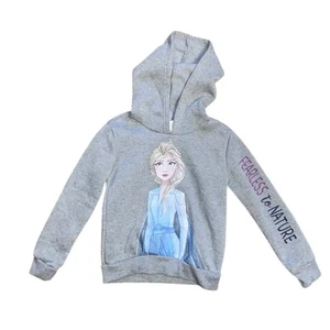 Disney Frozen Sweatshirt Girls Size 6 Gray Hooded Graphic Print Pullover Elsa - Picture 1 of 5