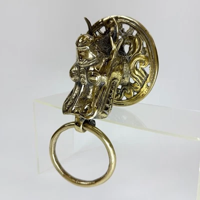 Vintage Brass Dragon Head Ring Pull Door Knocker Hardware Ornate Decor  - Image 1 of 4