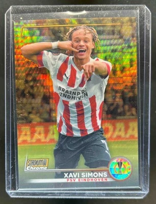 2022 Stadium Club Chrome UEFA Xavi Simons Gold Prism Refractor #/50 Eindhoven - Image 1 of 2
