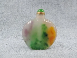 Hand-carved Chinese Exquisite Nature Green Jade Snuff Bottle DFD - Picture 1 of 8