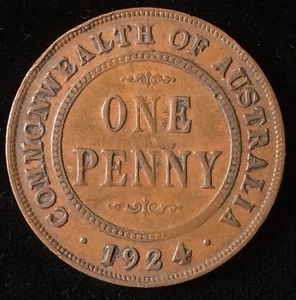 1924 Australia Penny, (1P) King George V - Picture 1 of 2