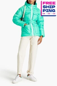 RRP€1098 IENKI IENKI Down Quilted Jacket Size S Green Belted Hooded - Picture 1 of 6