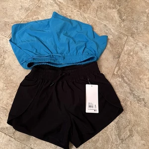 90 degree by reflex girls athletic shorts black/teal size Large (12) 2 pair - Picture 1 of 10