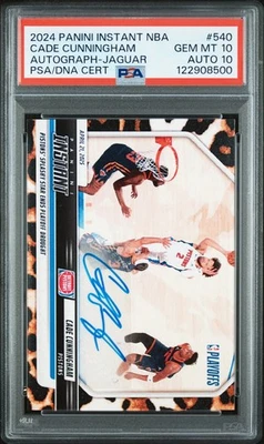 Camiseta deportiva Panini Instant Cade Cunningham Jaguar Auto 2/10 Dual PSA 10 2024-25 1/1 Foto 1 de 2
