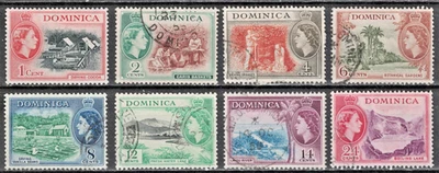 DOMINICA: 1954 SC#143-44,146,148-52 usado AP3029 Foto 1 de 2