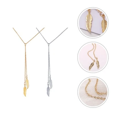  2 Pcs Collana Ciondolo Collanine Girocollo Catena Della Clavicola - Immagine 1 di 4