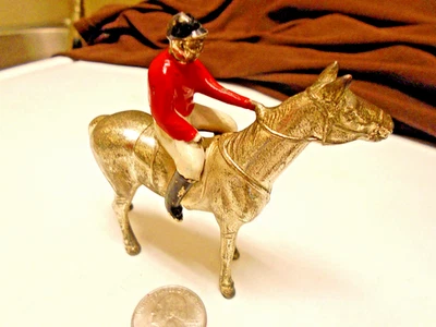 1940's chromed Pot Metal- Race Horse w/ Jockey Figurine Toy- Occupied Japan - Image 1 of 4