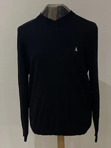Musto V-Neck Jumper Pullover Cotton Cashmere Blend Sailing Nautical Large Black  - Picture 1 of 10