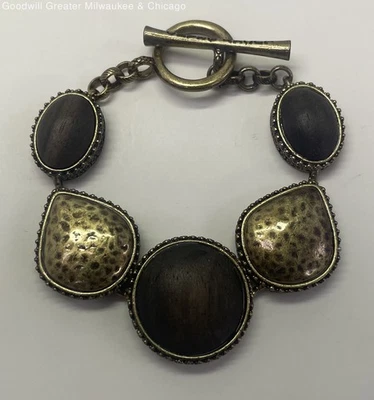 Pulsera de cadena con cierre de palanca de piedra de cristal marrón negro Lucky Brand 51 g Foto 1 de 4