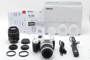 Near Mint Pentax K-50 16.2MP DSLR Camera w/ 18-55mm + 50-200mm lens from Japan - Picture 1 of 9