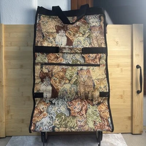 Vintage Jade "Cats" Tapestry Shopping Travel Fold Up Rolling Collapsible Bag - Picture 1 of 22