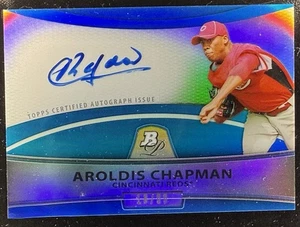 2010 Bowman Platinum Aroldis Chapman Auto Blue Refractor /99 Rookie Reds Red Sox - Picture 1 of 4